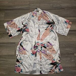 Old Shanghai Japanese Peacock Robe Silky VTG